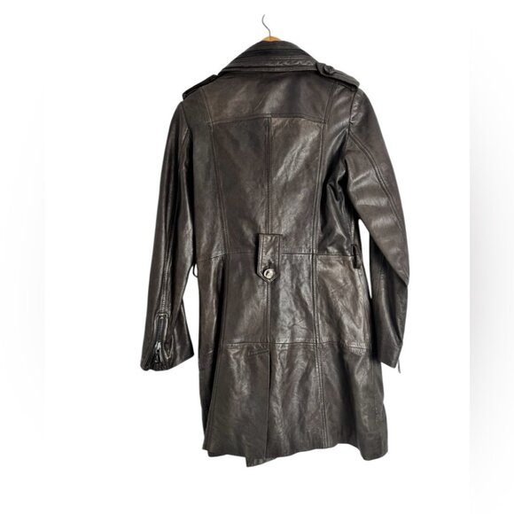 Bod And Christensen brown leather trench coat size XS - Picture 2 of 7